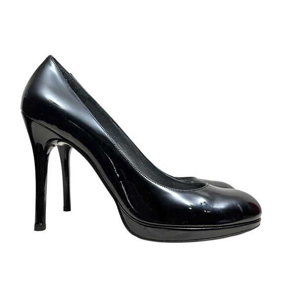 Stewart Weitzman Womens Pump Stilettos Black Patent‎ Leather Size 9.5M - Picture 1 of 8